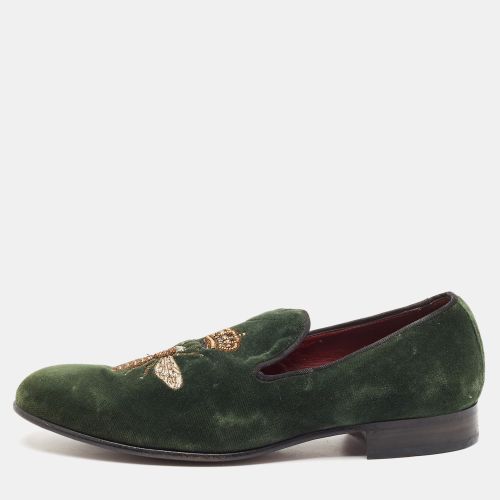 Dolce & Gabbana Green Velvet Bee Embraided Slip On Loafers Size 42 - Dolce & Gabbana - Modalova