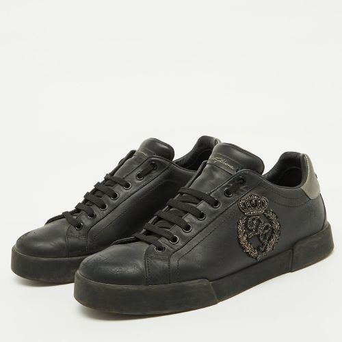 Leather Portofino Crown Patch Sneakers Size 41 - Dolce & Gabbana - Modalova