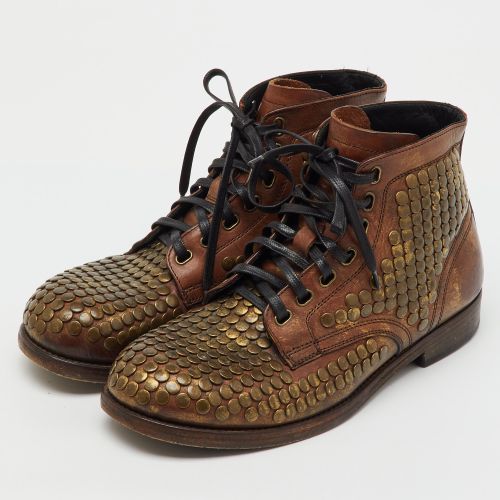 Leather Runway Studs Cortina Lace Up Ankle Boots Size 41 - Dolce & Gabbana - Modalova