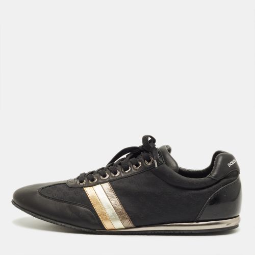 Dolce & Gabbana DG Logo Size 45 Black Leather, Nylon and Patent Leather Lace Up Sneakers - Dolce & Gabbana - Modalova