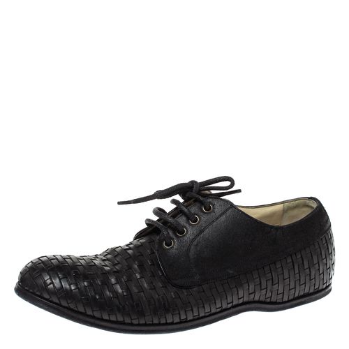 Dolce & Gabbana Black Woven Leather And Suede Lace Up Derby Size 42 - Dolce & Gabbana - Modalova