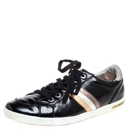 Dolce & Gabbana Black Patent Leather Low Top Sneakers Size 41 - Dolce & Gabbana - Modalova