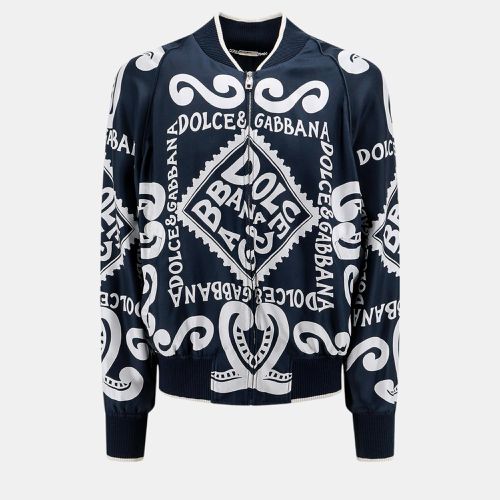 Dolce & Gabbana Blue Silk Marina Print Bomber Jacket L - Dolce & Gabbana - Modalova