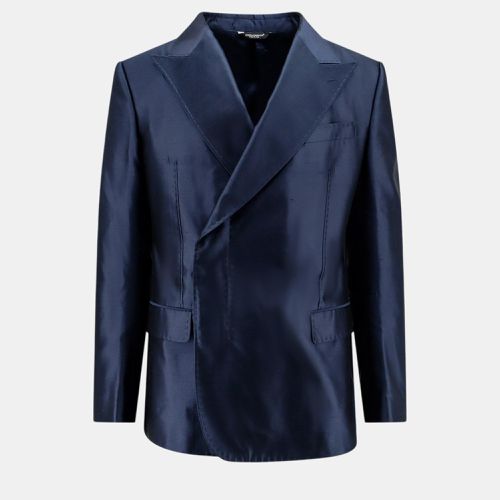 Dolce & Gabbana Blue Satin Blazer IT 52 - Dolce & Gabbana - Modalova