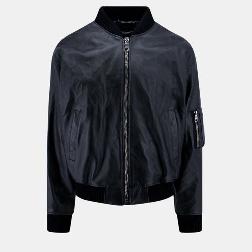 Dolce & Gabbana Black Leather Padded Taurus Jacket IT 48 - Dolce & Gabbana - Modalova