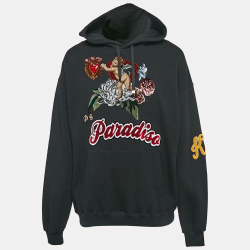 Dolce & Gabbana Black Paradise Applique Cotton Knit Hooded Sweatshirt M - Dolce & Gabbana - Modalova