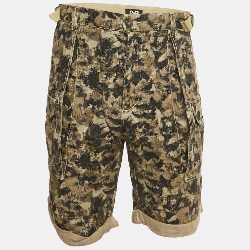 Dolce & Gabbana Green Camouflage Linen Cargo Shorts XXXL - Dolce & Gabbana - Modalova