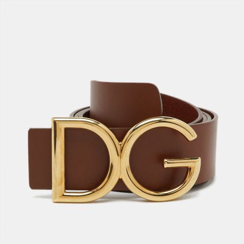 Dolce & Gabbana Brown Leather DG Logo Buckle Belt 100CM - Dolce & Gabbana - Modalova