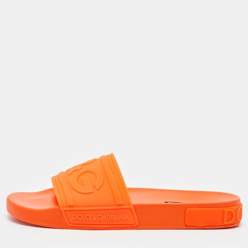 Neon Rubber Logo Flat Slides Size 42 - Dolce & Gabbana - Modalova