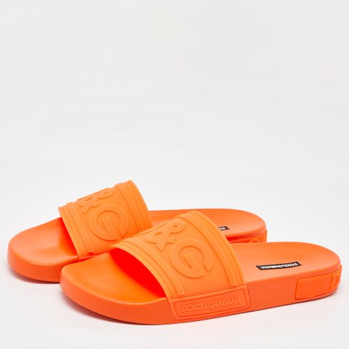 Neon Rubber Logo Flat Slides Size 42 - Dolce & Gabbana - Modalova