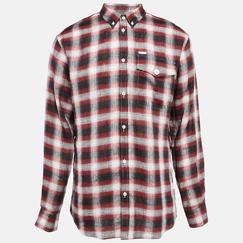 Dsquared2 Red Checked Linen Button Front Shirt L - Dsquared2 - Modalova