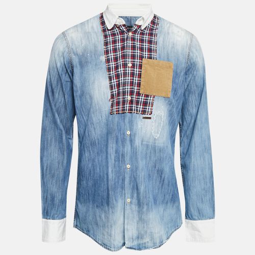 Dsquared2 Blue Corduroy Pocket Denim Patch Detail Shirt L - Dsquared2 - Modalova