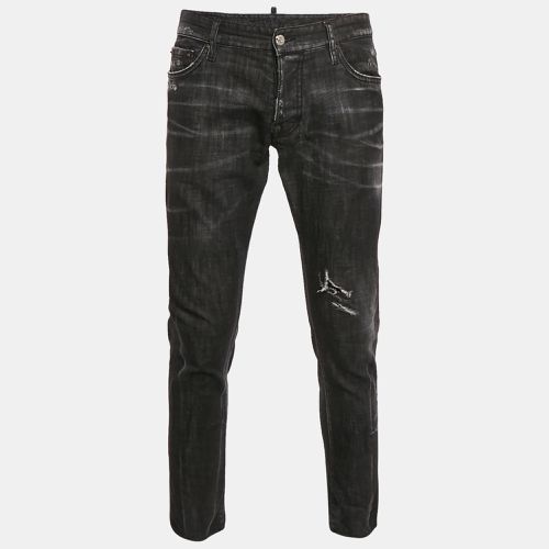 Dsquared2 Black Denim Distressed Denim Slim Fit Jeans L Waist 37" - Dsquared2 - Modalova