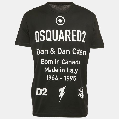 Dsquared2 Black Logo Print Cotton Crew Neck T-Shirt L - Dsquared2 - Modalova