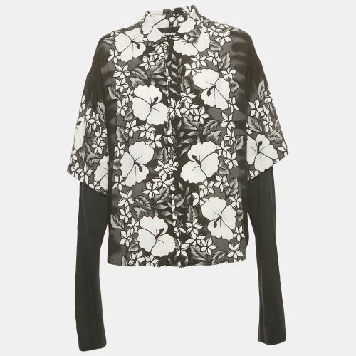 Dsquared2 Black Floral Print layered Blowing Drop Shirt M - Dsquared2 - Modalova