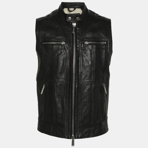 Dsquared2 Black Leather Vest XL - Dsquared2 - Modalova