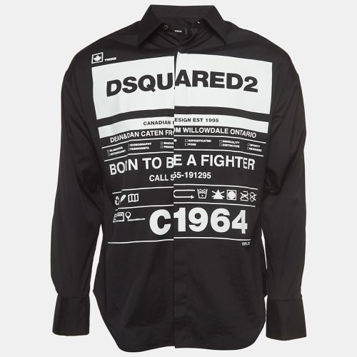 Dsquared2 Black Logo Print Cotton Button Front Full Sleeve Shirt XS - Dsquared2 - Modalova