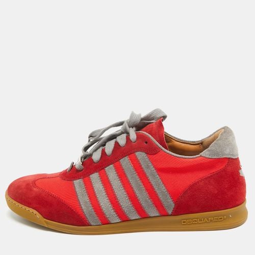 Dsquared2 Red/Grey Suede and Canvas Low Top Sneakers Size 41 - Dsquared2 - Modalova