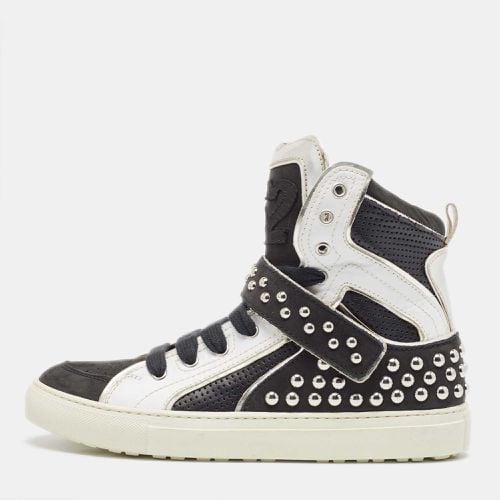 Dsquared2 Black/Silver Leather Studded High Top Sneakers Size 41 - Dsquared2 - Modalova