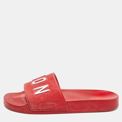 Dsquared Red Rubber Icon Embossed Beach Slides Size 41 - Dsquared2 - Modalova