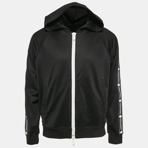 Dsquared2 Black Jersey Logo Tape Trimmed Zip-Up Hoodie M - Dsquared2 - Modalova