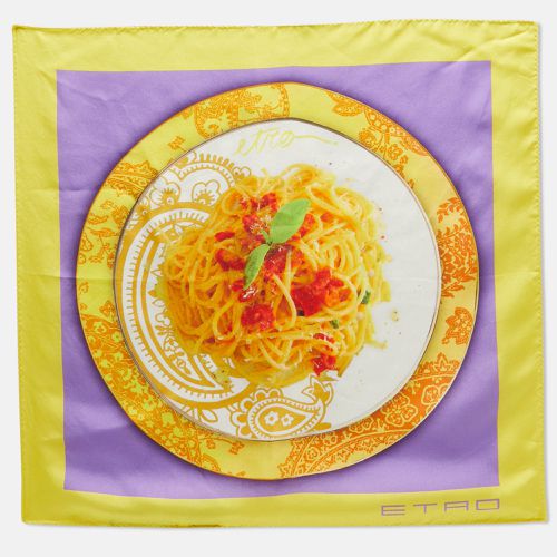 Etro Yellow/Purple Spaghetti Print Silk Pocket Square - Etro - Modalova