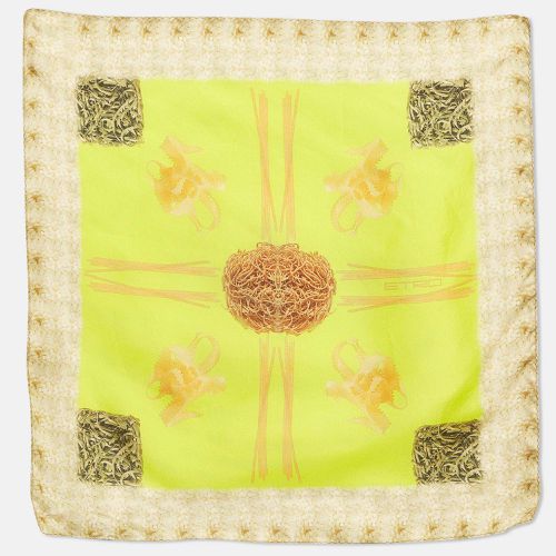 Etro Green Printed Silk Pocket Square - Etro - Modalova