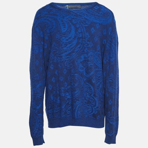 Etro Blue Paisley Knit Crew Neck Sweater XXL - Etro - Modalova