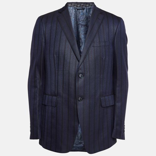 Etro Blue Striped Wool Blend Single Breasted Blazer XL - Etro - Modalova