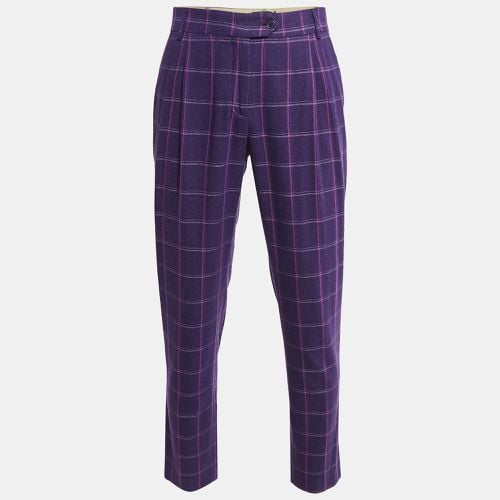 Etro Purple Checked Wool Tapered Trousers M - Etro - Modalova