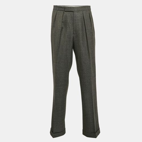 Etro Grey Patterned Wool Pleated Formal Trousers XXL - Etro - Modalova