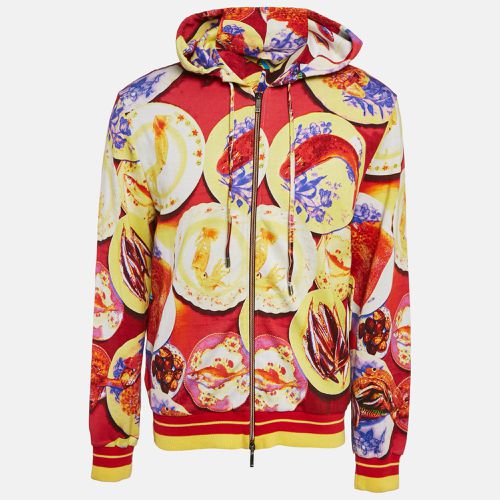 Etro Red Seafood Print Cotton Knit Zip-Up Hoodie XL - Etro - Modalova