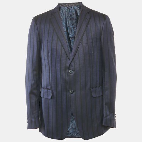 Etro Blue Striped Silk Blend Single Breasted Blazer XL - Etro - Modalova