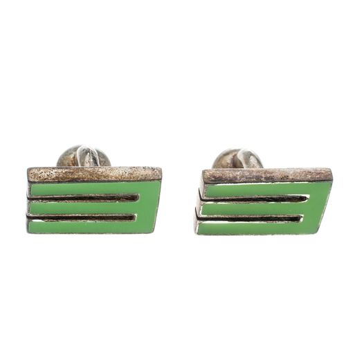 Etro E Green Enamel Silver Tone Cufflinks - Etro - Modalova