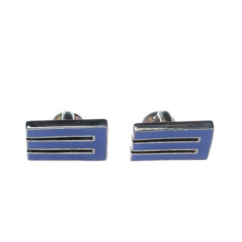 Etro E Blue Enamel Silver Tone Cufflinks - Etro - Modalova