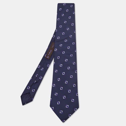 Etro Navy Blue Square Patterned Silk Jacquard Tie - Etro - Modalova