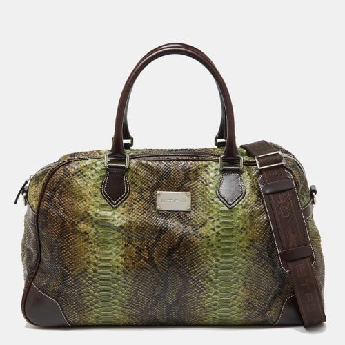 Etro Green/Brown Python Effect Leather Duffel Bag - Etro - Modalova