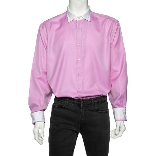 Etro Pink Cotton Contrast Detail Button Front Shirt 4XL - Etro - Modalova