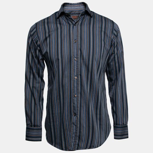 Etro Blue Striped Cotton Button Front Shirt S - Etro - Modalova