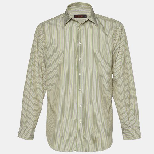 Etro Green Striped Cotton Button Front Shirt L - Etro - Modalova