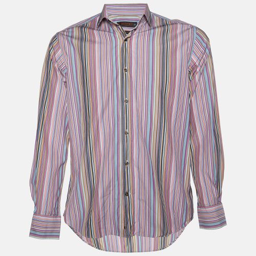 Etro Pink Striped Cotton Button Front Shirt M - Etro - Modalova