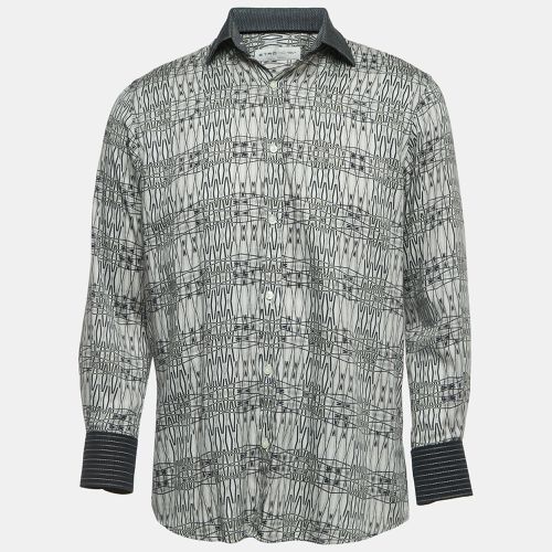 Etro Grey Print Cotton Button Front Full Sleeve Shirt M - Etro - Modalova