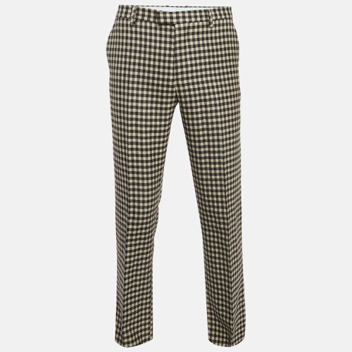 Etro Brown Checked Wool Straight Leg Trousers L - Etro - Modalova