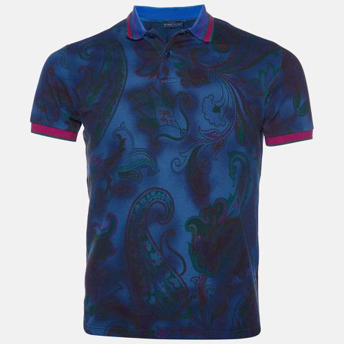 Etro Dark Blue Paisley Print Cotton Pique Polo T-Shirt M - Etro - Modalova