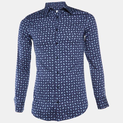 Etro Navy Blue Paisley Print Cotton Long Sleeve Shirt S - Etro - Modalova