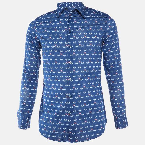 Etro Navy Blue Flamingo Print Cotton Long Sleeve Shirt M - Etro - Modalova