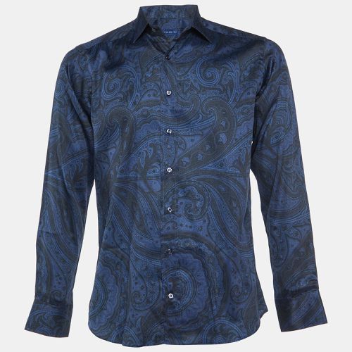 Etro Blue/Black Paisley Print Cotton Long Sleeve Shirt M - Etro - Modalova