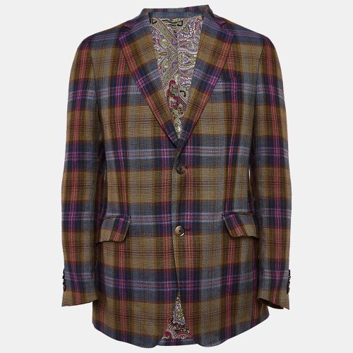 Etro Multicolor Plaid Linen Blend Blazer M - Etro - Modalova