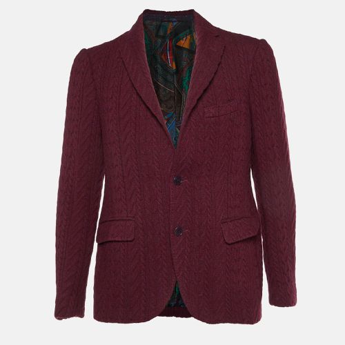 Etro Burgundy Cable Knit Button Front Jacket L - Etro - Modalova