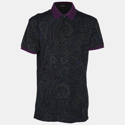 Paisley Printed Cotton Knit Polo T-Shirt M - Etro - Modalova